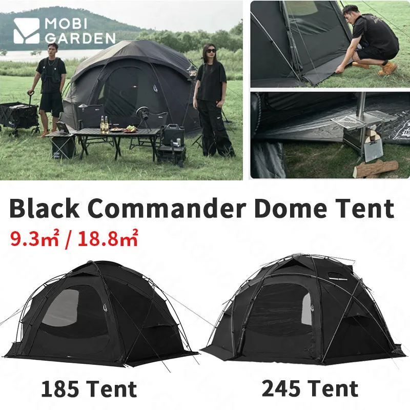 

Mobi Garden 70D 230T Black Dome Camping Tent 8Persons Large Space Rainproof Tent Outdoor Hiking Spherical Four Seasons Tent