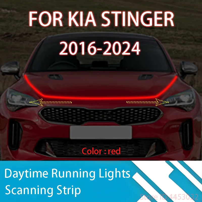 FOR	Kia	STINGER	2018-2025	New upgrade LED Daytime Running Light Scan Starting Car Hood DRL Guide Decorative Ambient Lamp 12V