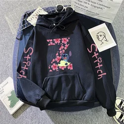 Sweatshirts Women's Winter Hoodies Cute Kawaii Disney Lilo & Stitch 26 English Letters Print Hoodie Fashion Couple Streetwear