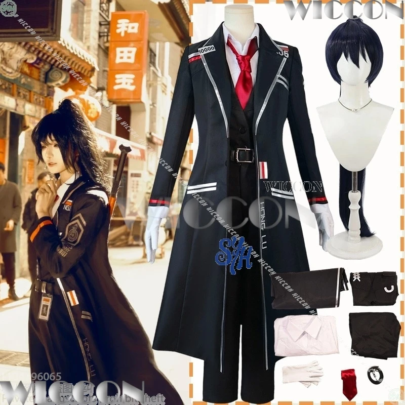 Hong Lu Spiel Limbus Company Cosplay Kleidung Punk Schwarzer Mantel Cooler Umhang Krawatte Gürtel Mode Halloween Weihnachten XI ♥ Karnevalsoutfit