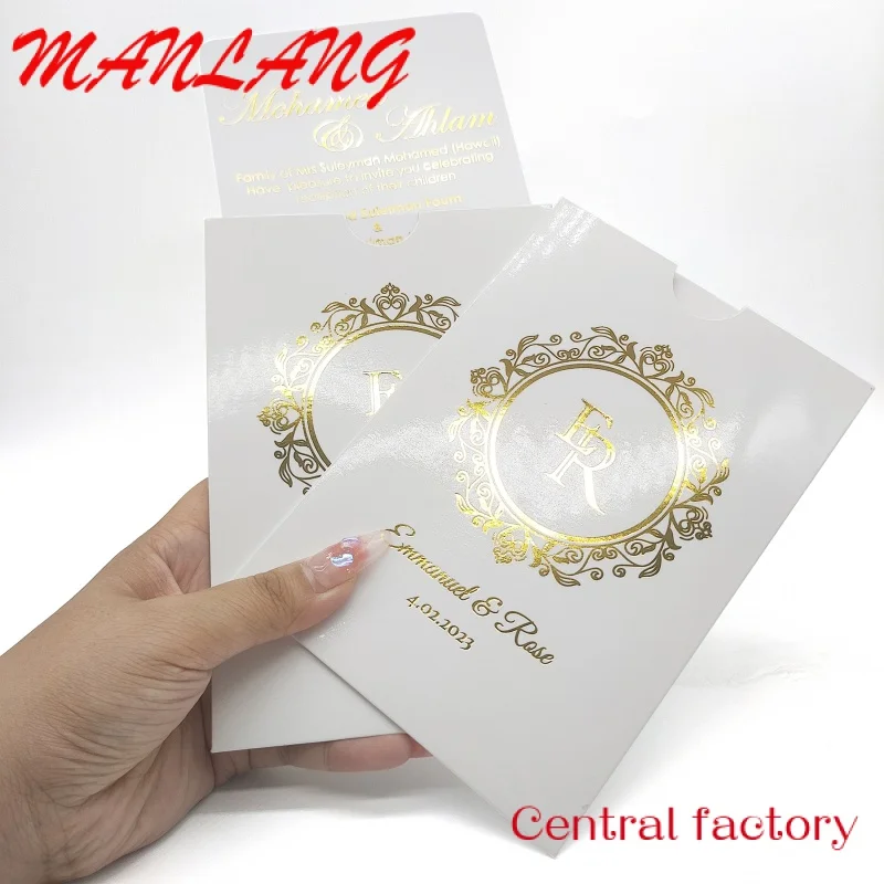 Custom  Custom luxury thank you cards with envelope and stickers invitation sleeve gift wedding packaging envelope