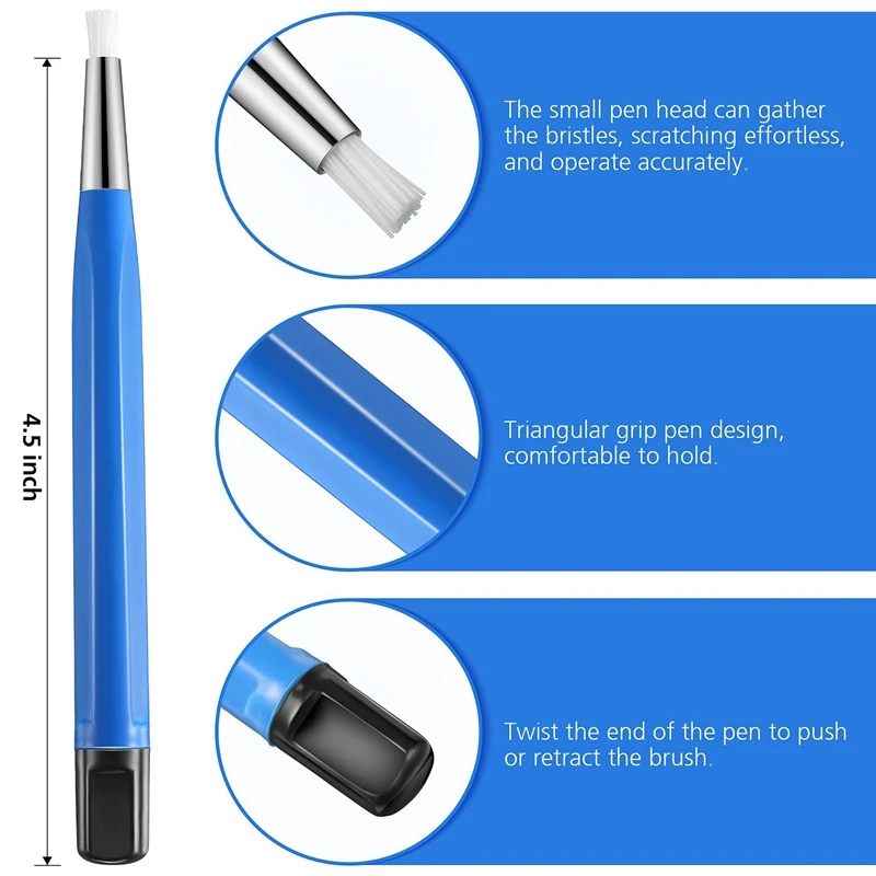 3PCS Scratch Pen Set Pen Sanding Fiber Bristles, Multifunctional Rust Removal Brush, Jewelry Circuit Board Cleaning