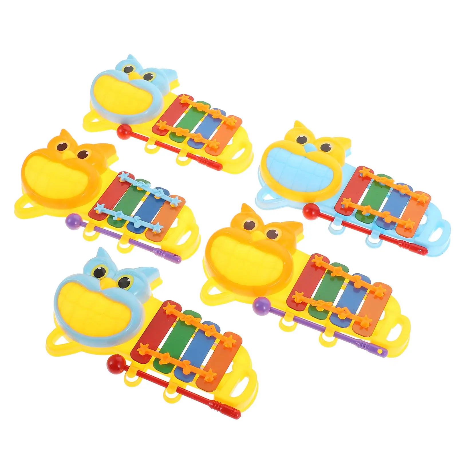 

5Pcs Xylophone Hand Knock Piano Kids Instrument Owl Design Hand Percussion Plaything Musical Toys Baby Plaything Development