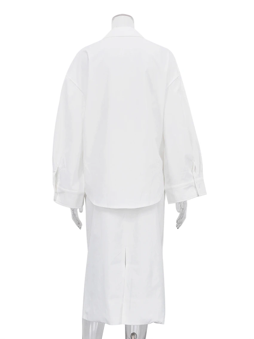 Marthaqiqi طقم بيجامات للسيدات غير رسمي بأكمام طويلة ملابس نوم بياقة مقلوبة قمصان نوم طويلة تنانير شتوية ملابس نوم نسائية #5