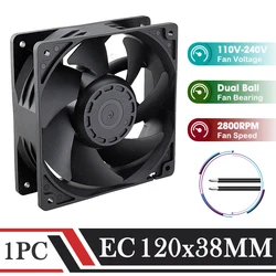 Gdstime Fan 230V 220V 120mm Fan 120MM*38MM 2800RPM Computer CPU Cooler 12CM 110V Axial Fan Dual Ball for Gaming PC Case Cooling