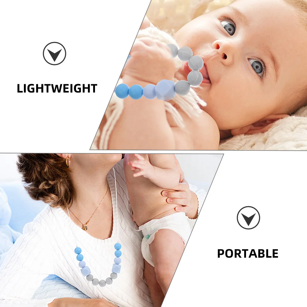 

2Pcs Color Block Teething Necklaces Soft Silicone Baby Teething Necklace for Mom Infants Feeding Jewelry Necklace for Babies