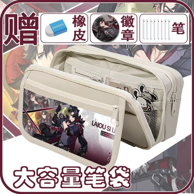 Genshin Impact Male Character Pencil Case Naviet Leosli Elesha Caver Game Peripheral Stationery Box Anime