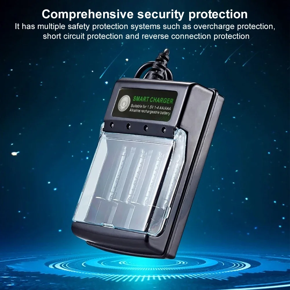 4 فتحات شاحن بطارية شحن مستقل شاحن ذكي سريع شاحن بطارية ذكي لشاحن بطاريات AA/AAA 1.5 فولت