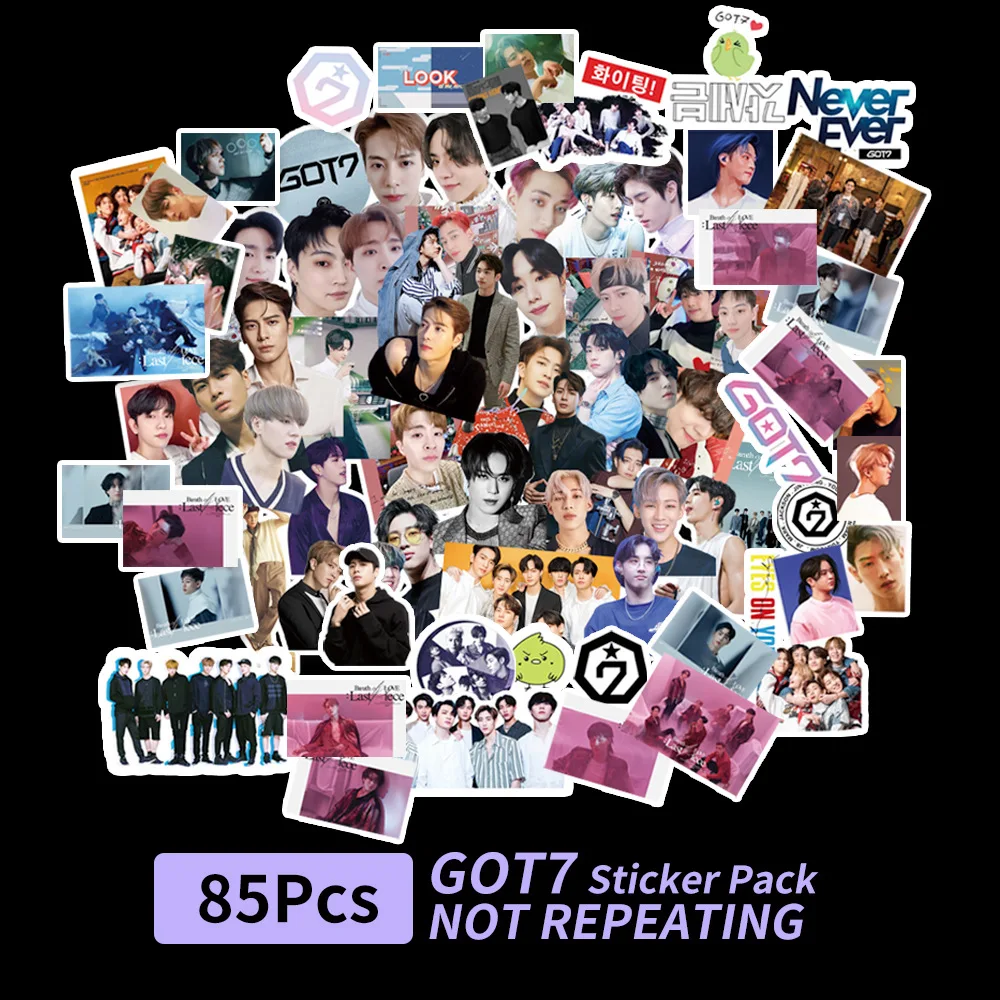 100Pcs/Set KPOP GOT7 Self-adhesive Stickers Jackson Wang Bambam Yugyeom Phone Diary Cup Guitar Luggage Tag DIY Decals Fans Gifts