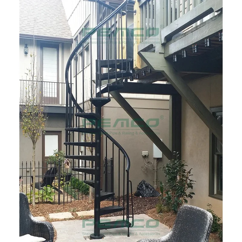 custom.Modern Outdoor Steel Stairway Exterior Contemporary Easy to Install Staircase