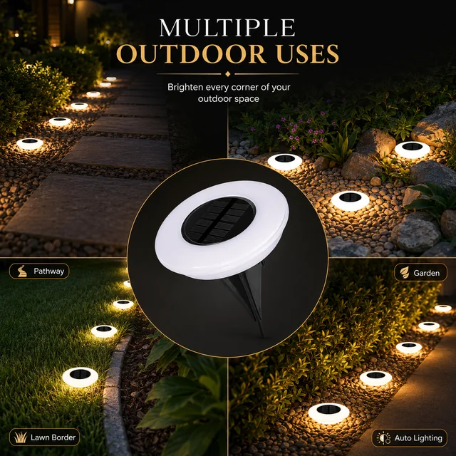 1/2Pack Solar Ground Lights,14LED Waterproof Outdoor Landscape Light, LED Lawn Lamp, for Garden Pathway Yard Deck Camping Decor 5