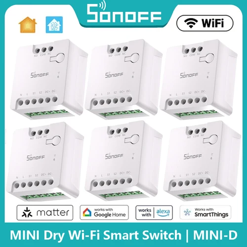 SONOFF MINI-D MINI Dry Wi-Fi Matter interruptor inteligente relé de contacto seco DC Motor de baja potencia para caldera de puerta de garaje a través de Alexa homekit