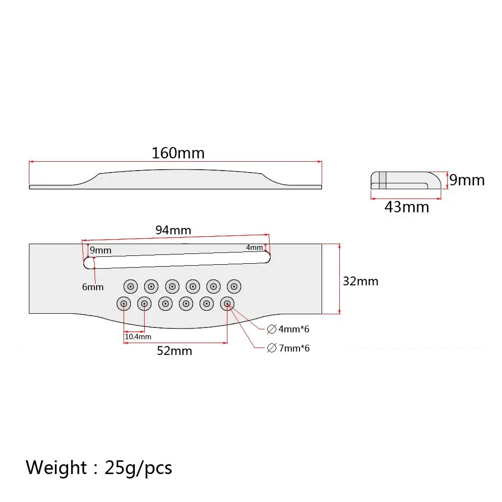 Durable Rosewood Acoustic Bridge 12 String Guitar Component Accurate Spacing for Folk Repair and Customization