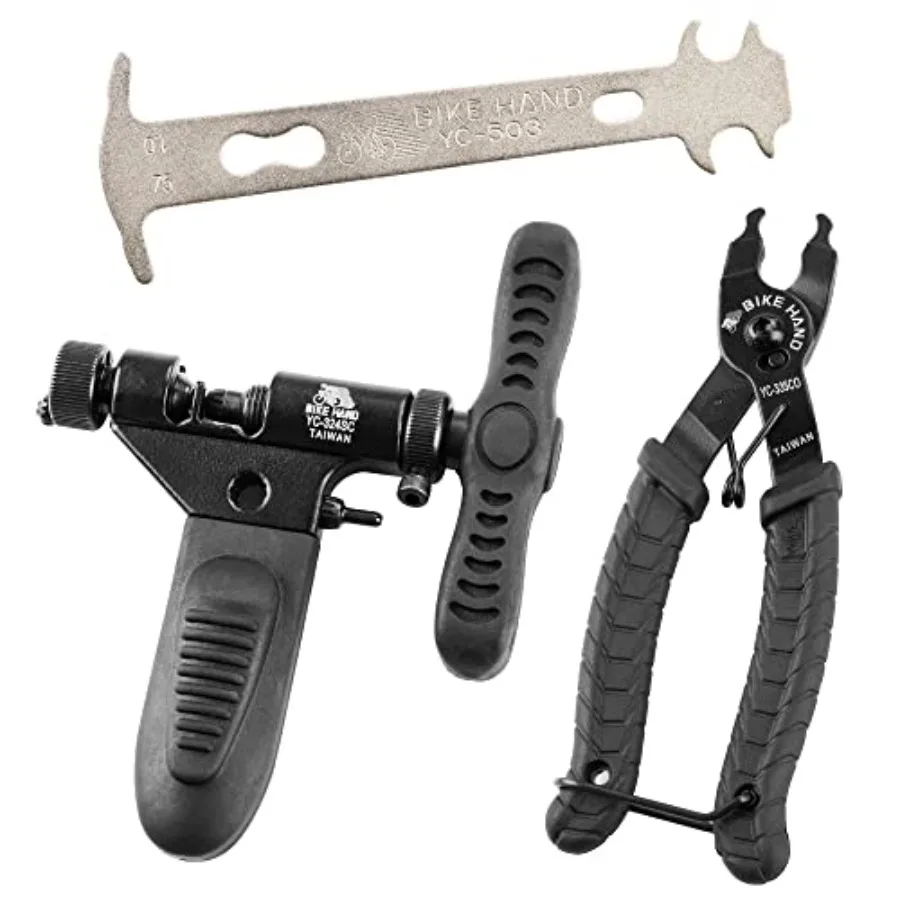 

BikeHand Bike Bicycle Chain Wear Checker, Quick Master Link Pliers and Chain Breaker Rivet Tool Professional Chain Tool Kit for