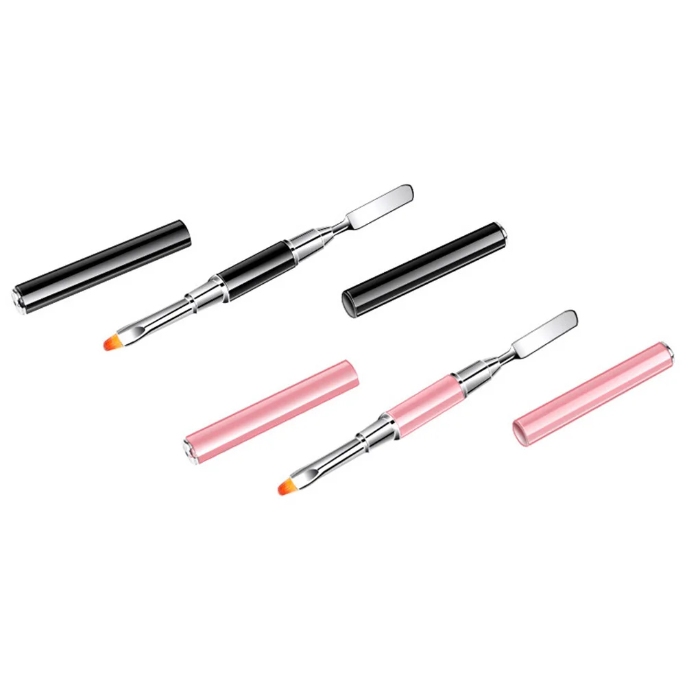 

2Pcs Nail Art Pen Ergonomic Design Manicure Tool for Professional Salon Home Use Shiny Nail Decoration Pink Black