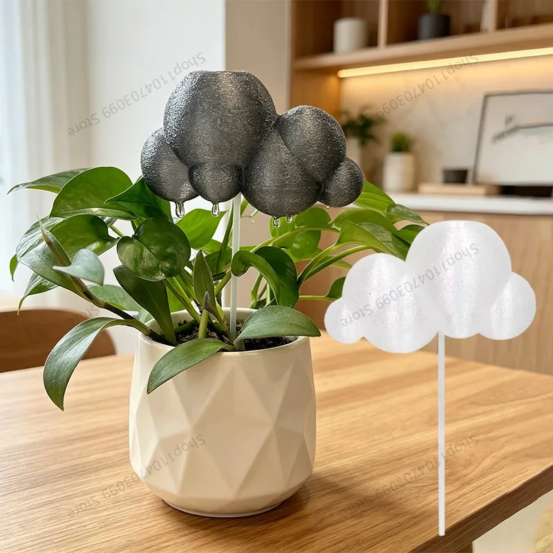 Niedlicher 3D-gedruckter Wolken-Regen-Tropfer – Ästhetischer Pflanzenbewässerungsdorn, Kreative Blumentopf-Dekoration für Zimmerpflanzen