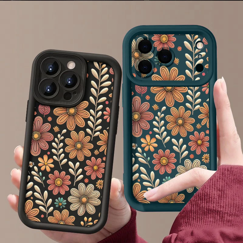 Cartoon Flowers TPU Case For iPhone 17 16e 15 16 Pro Max 14 16 Plus For iPhone Air 13 12 Pro Max 11 Soft Silicone Phone Cover