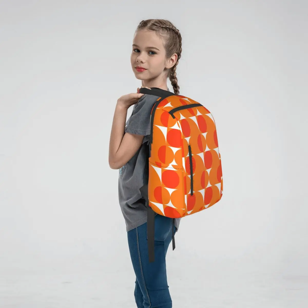 Orange Bauhau Backpack Daypack Boys Girls BookBag School Bag Shoulder Bags for Men Women