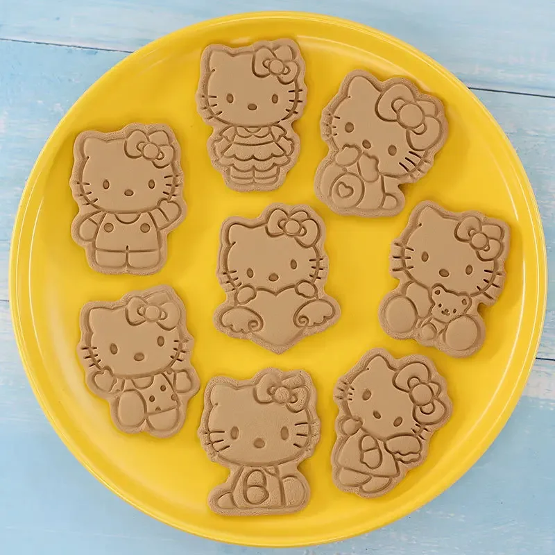 8pcs/Set Figures Cookie Cutters Cartoon Hello Cat DIY Bakery Mold Biscuit Press Stamp Embosser Sugar Pasty Cake Mould