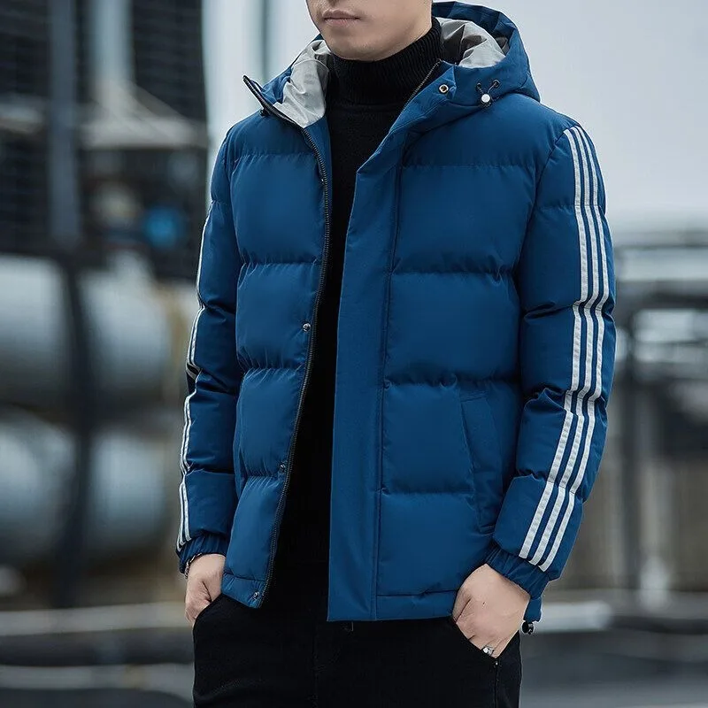 Winter New Man Cotton-Padded Clothes Male Fashion Hooded Thicken Warm Short Outwear Korean Style Large Size Casual Outcoat