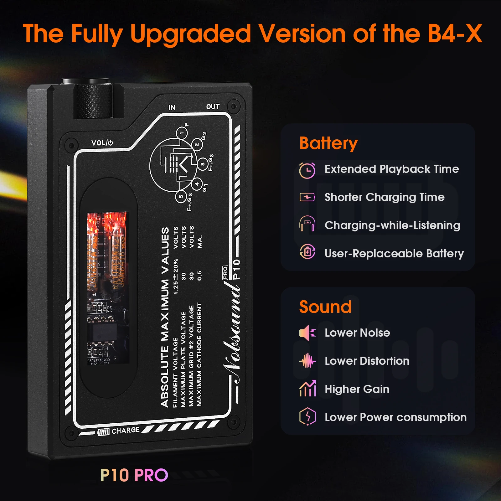 Nobsound P10 PRO HiFi مضخم ضوت سماعات الأذن بأنبوب تسخين مباشر مع بطارية طويلة العمر Pluaggbel Op-amps مدعوم من USB-C