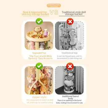 Průhledná úložná krabice na panenky, plyšová hračka, úložná trubice na hračky, DIY zipové koše, dětské vánoční dárky, organizér na hračky 10 nejlepší prodej Organizér na hračky - №9