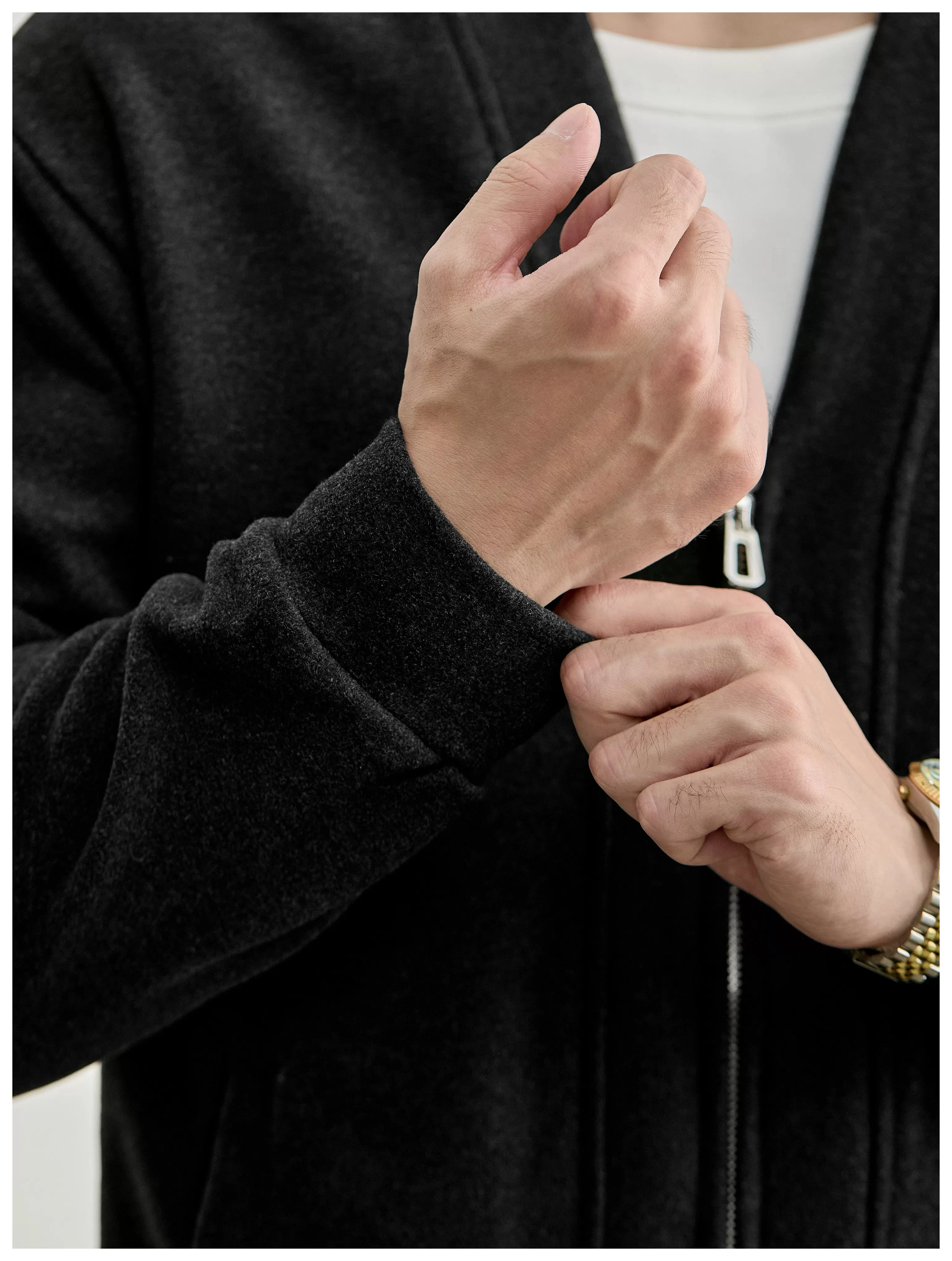 Men's Layered-Look Double-Zip Knit Cardigan — product detail 15