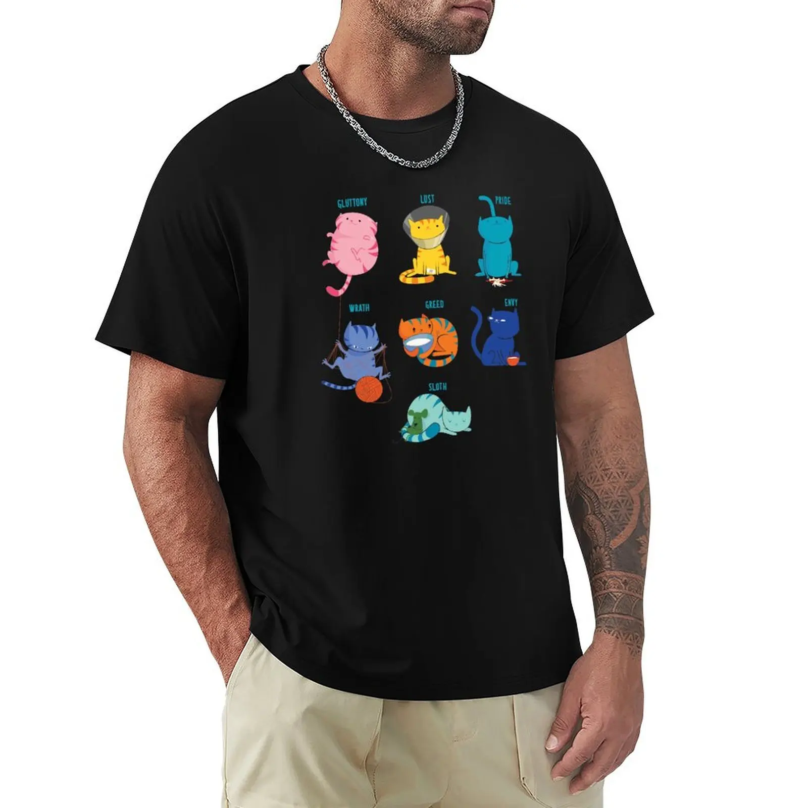 

7 sins T-Shirt animal prinfor boys oversized t shirt mens white t shirts