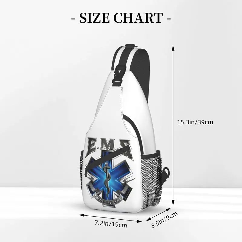 Ems Star of Life Sling Bag for Men, paramédico médico, peito de ombro, mochila crossbody, ciclismo, camping, mochila, moda emt