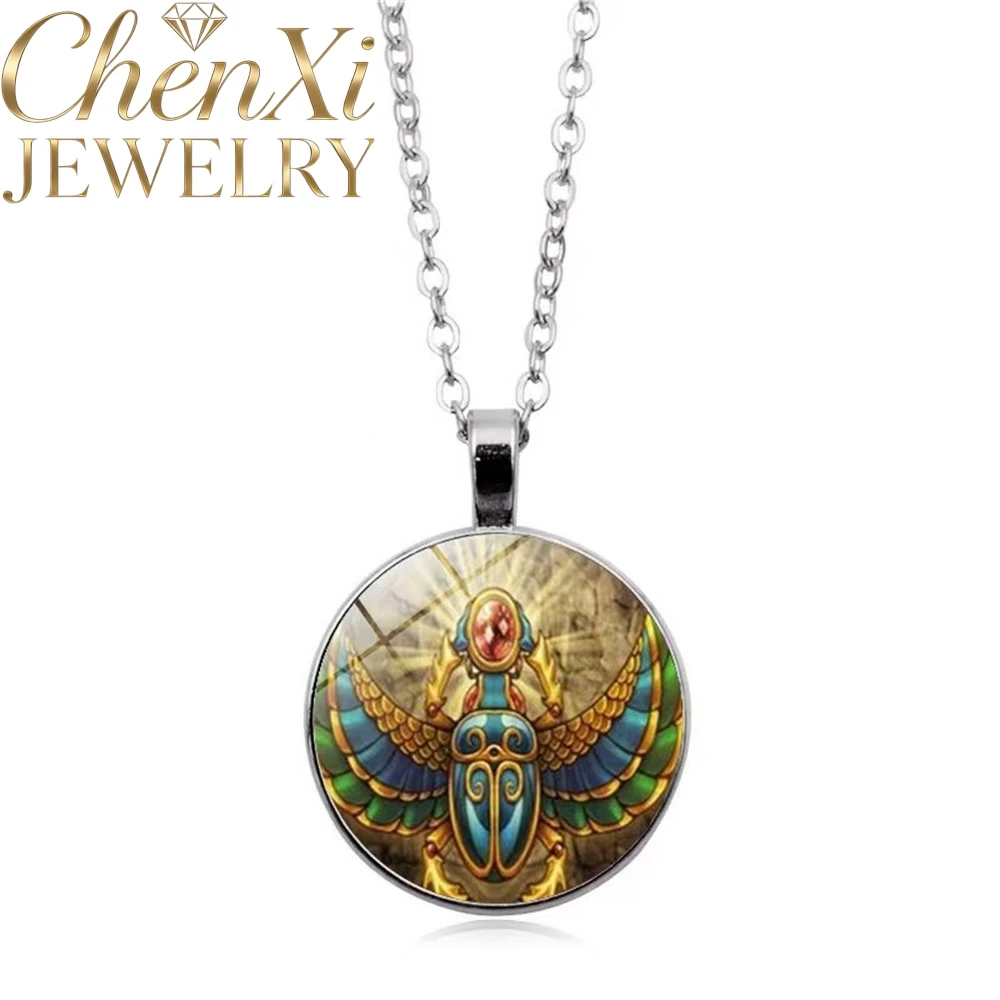 New Trendy Ancient Egyptian Scarab Glass Pendant Popular Simple Exquisite Fashion Jewelry Charms Gift