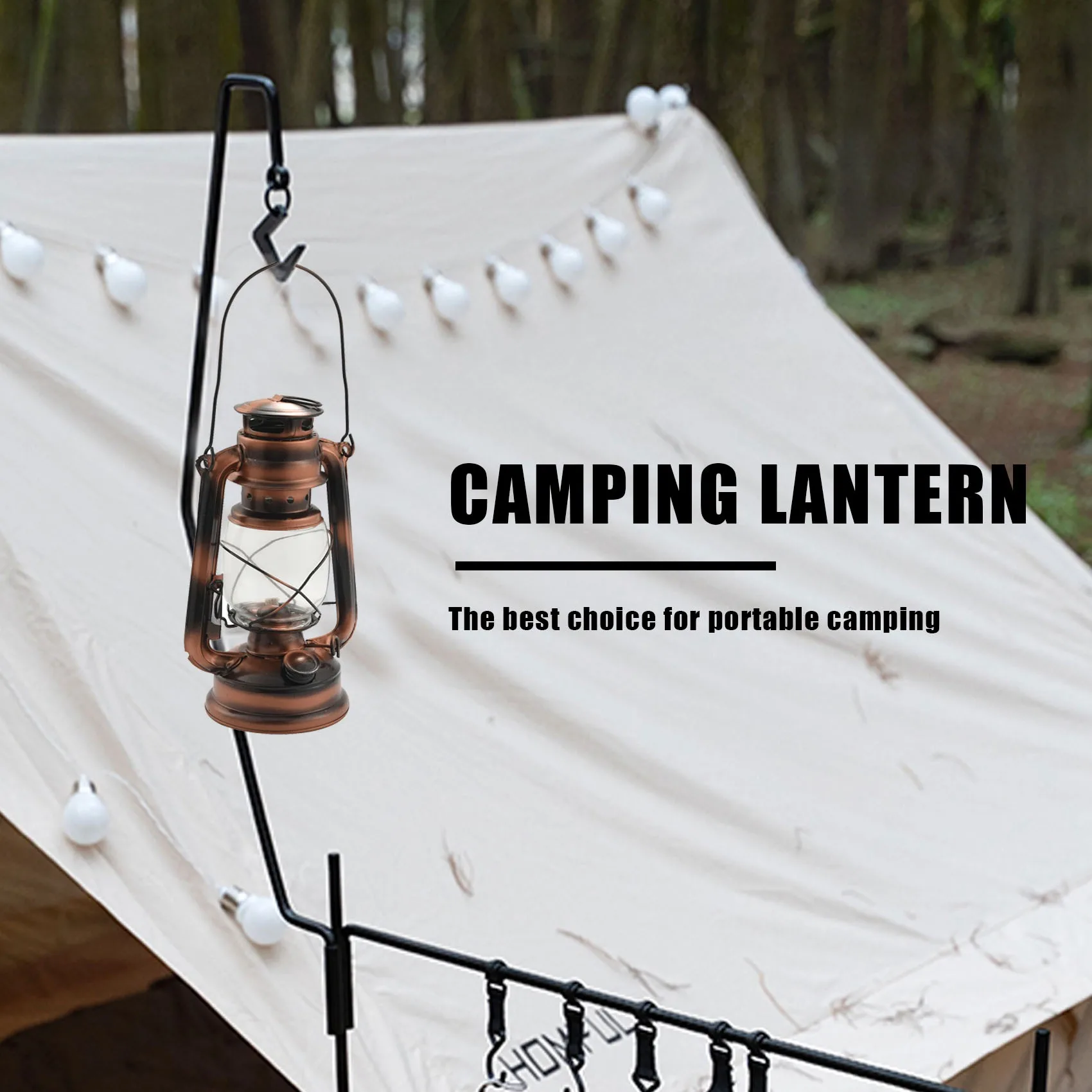 25Cm Iron Antique Bronze Oil Lanterns (Cover) Nostalgic Portable Outdoor Camping Lamp Leak Proof Seal Outdoor Camping Light