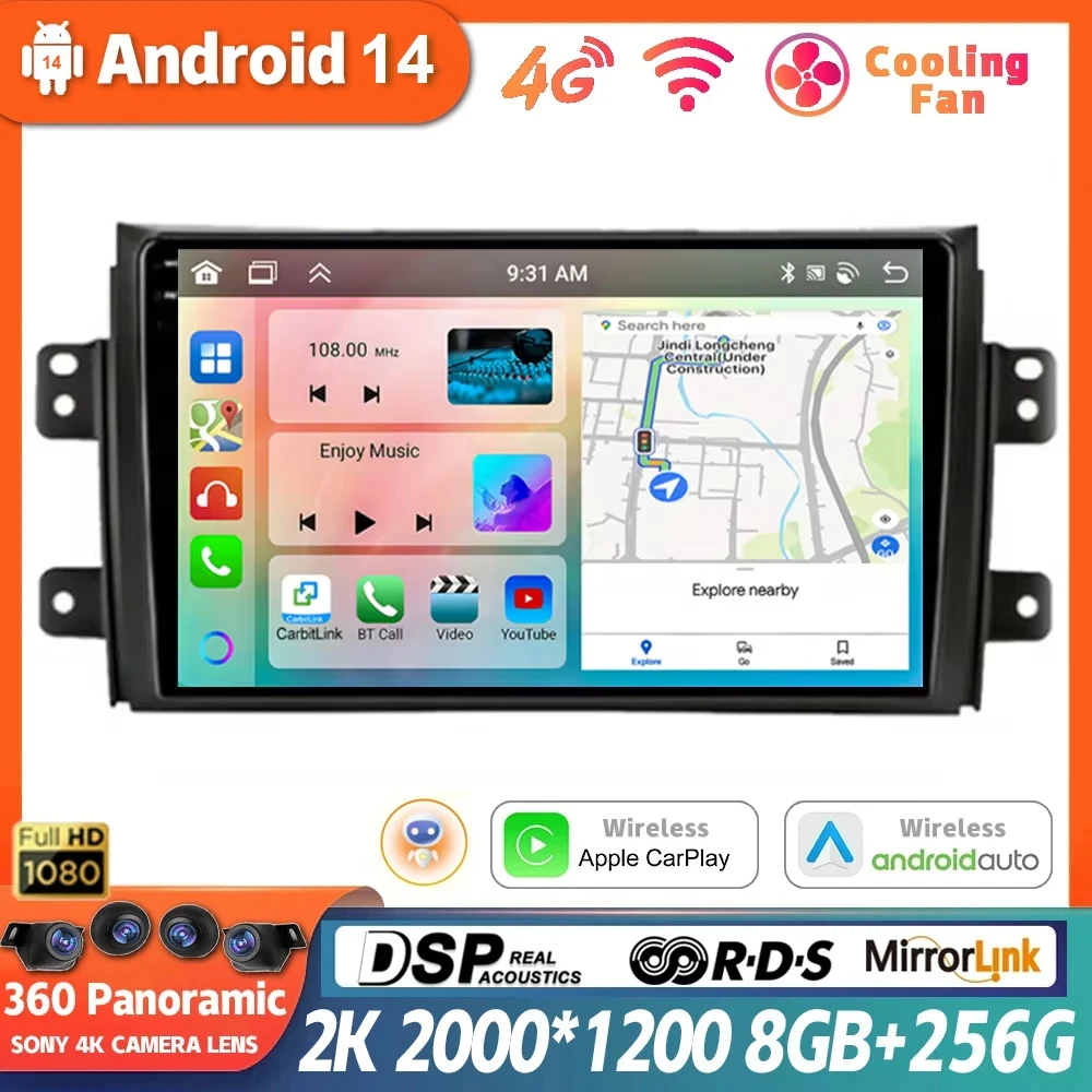 

Android 14 Car Radio for Suzuki SX4 2006-2013 Fiat Sedici 2005-2014 Multimedia Video Player Navigation Auto Carplay Stereo Audio