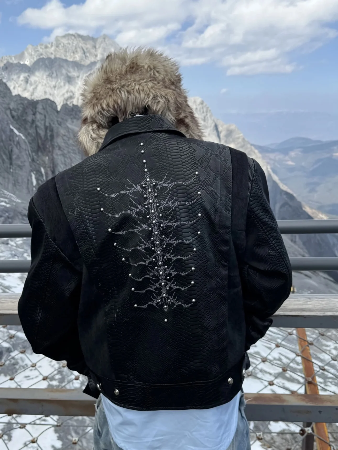 الشارع Sle الأفعى العمود الفقري مسمار التطريز تصميم بولي Leather الجلود Jaet الرجال النساء الخريف الشتاء Faion الراقية المشاعر معطف علوي #1