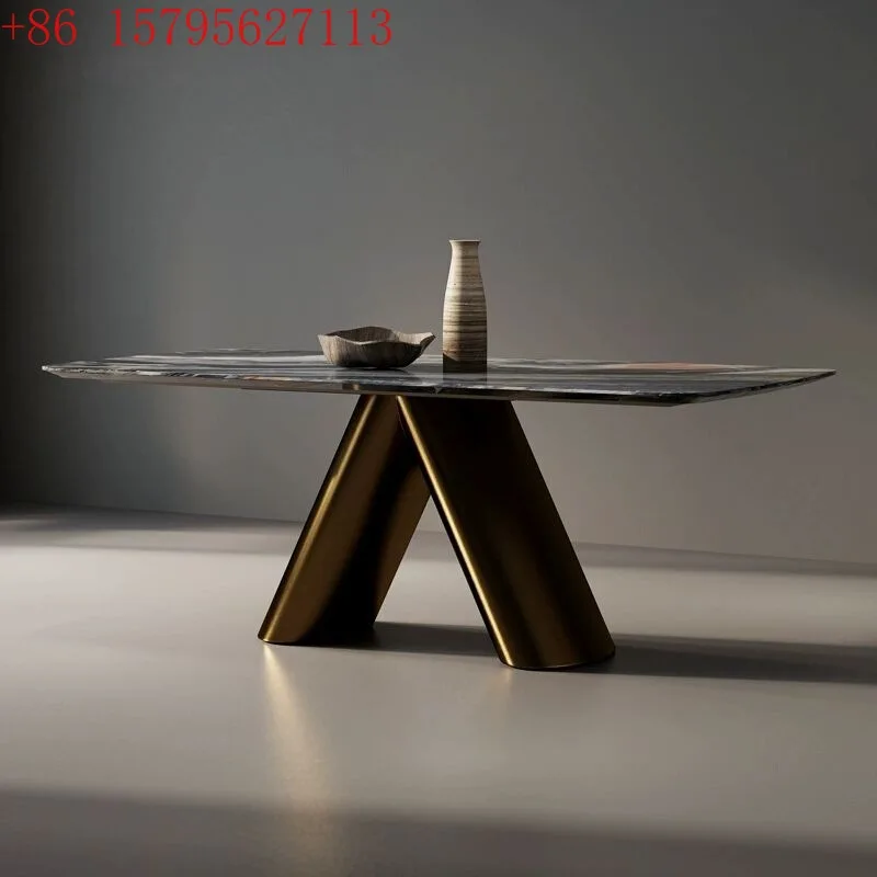 

Marble square table designer household light luxury natural luxury stone dining table and chairs