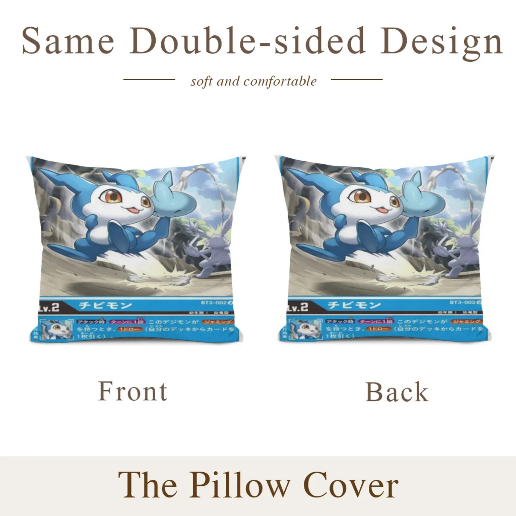 Digimon Pillow Cushion Case  Dakimakura Cover Decorative Sleeping 45x45cm