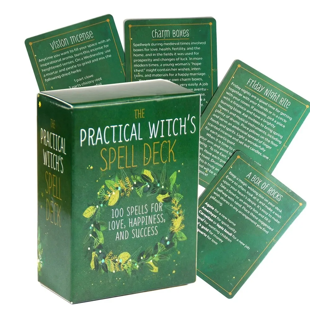 The Practical Witch Spell Deck Tarot Cards Laser Magic English Vision Board Games For Fate Divination Party Playing Oracle Deck