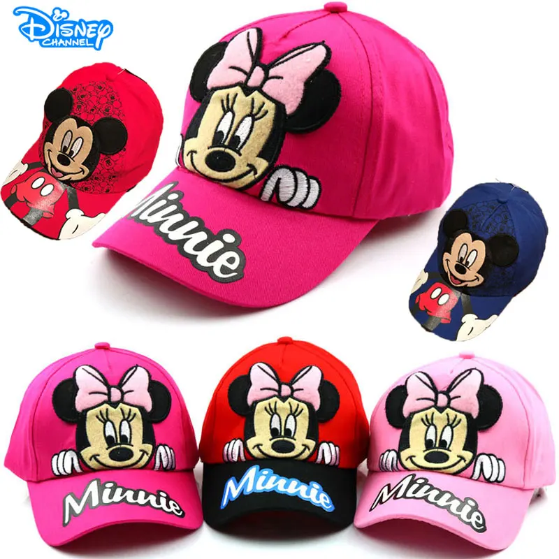 Disney-Casquette de Baseball Anime Minnie Mouse pour enfants, chapeau de soleil d\'été réglable pour enfants, chapeau Hip Hop mignon, cadeau pour