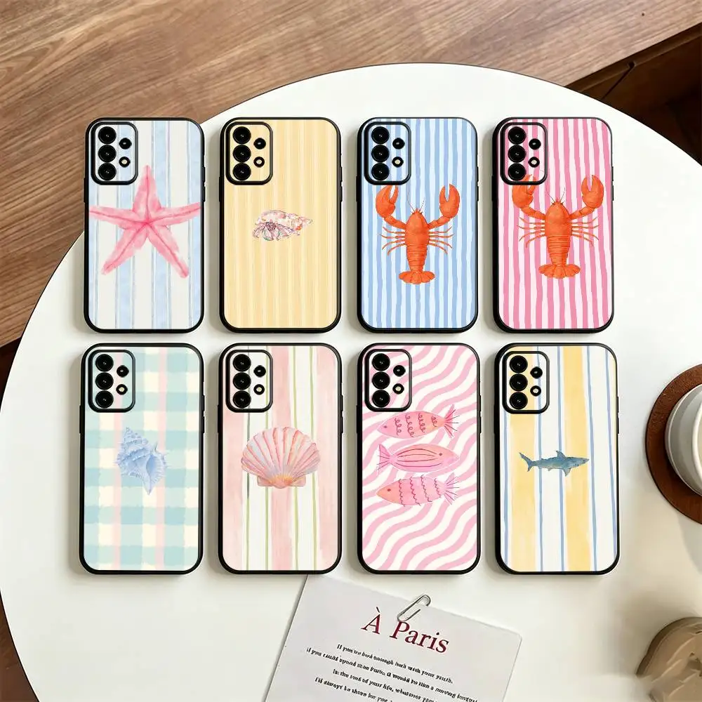 Marine Seafood For Samsung S25,24,21,22,23,30,Ultra,20,Plus Black soft silicone case