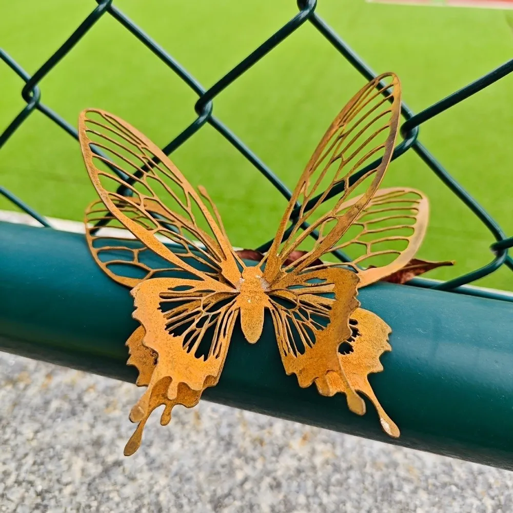 Outdoor Indoor Decor Butterfly Garden Sculpture Wall Art Open Wings Design Rust Butterfly Porch Decorating