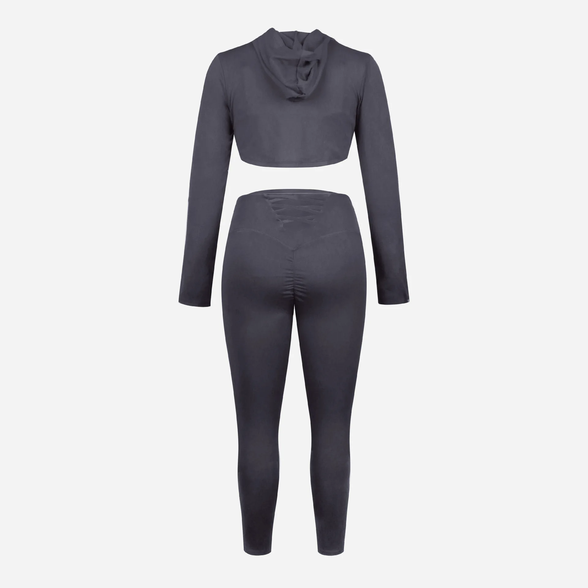 3-Piece Exercise Set Women Crisscross Sports Bra Hooded Long Sleeve Top High Waist Yoga Leggings Gym Workout Outfit