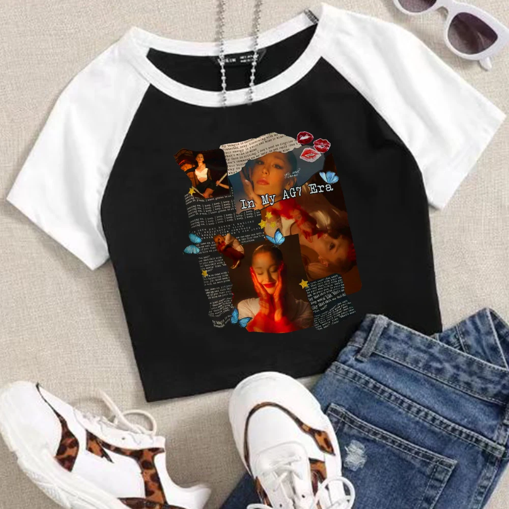 Ariana-Grande Eternal Sunshine Woman's Crop T-Shirt T-Shirt Girls Fashion O-Neck Short Sleeves Shirts