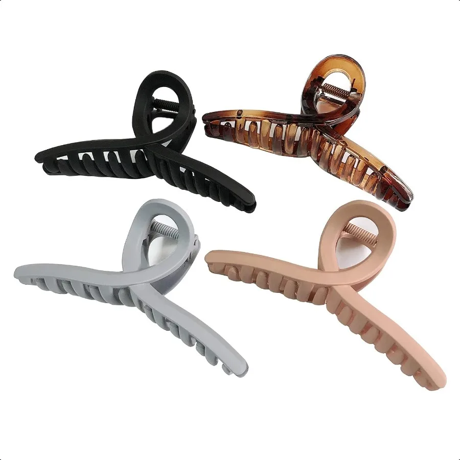 

Заколки для волос, большие 4,3 дюйма, без скольжения, большая матовая челюсть, зажим-бабочка, 4 цвета для тонких, тонких, густых волос, для женщин, 4 упаковки