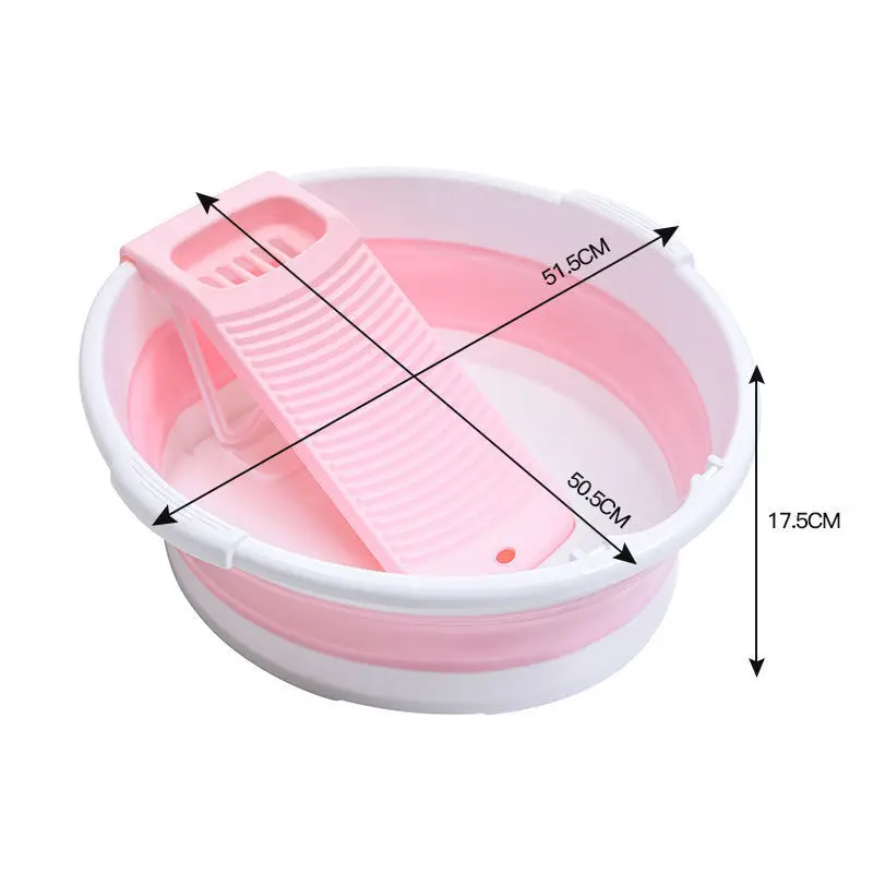 52cm Foldable Washtub With Washboard Laundry Kit Plastic Folding Laundry Tub Enlarge Thicken Bathroom Wash Bucket with soap box