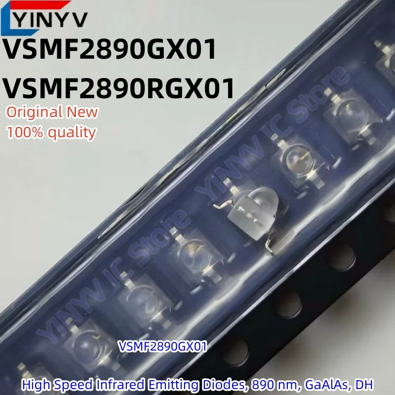 5Pcs High Speed Infrared Emitting Diodes, 890 nm, GaAlAs, DH Chipset VSMF2890GX01 VSMF2890RGX01 VSMF2890  SMD-2  100% New