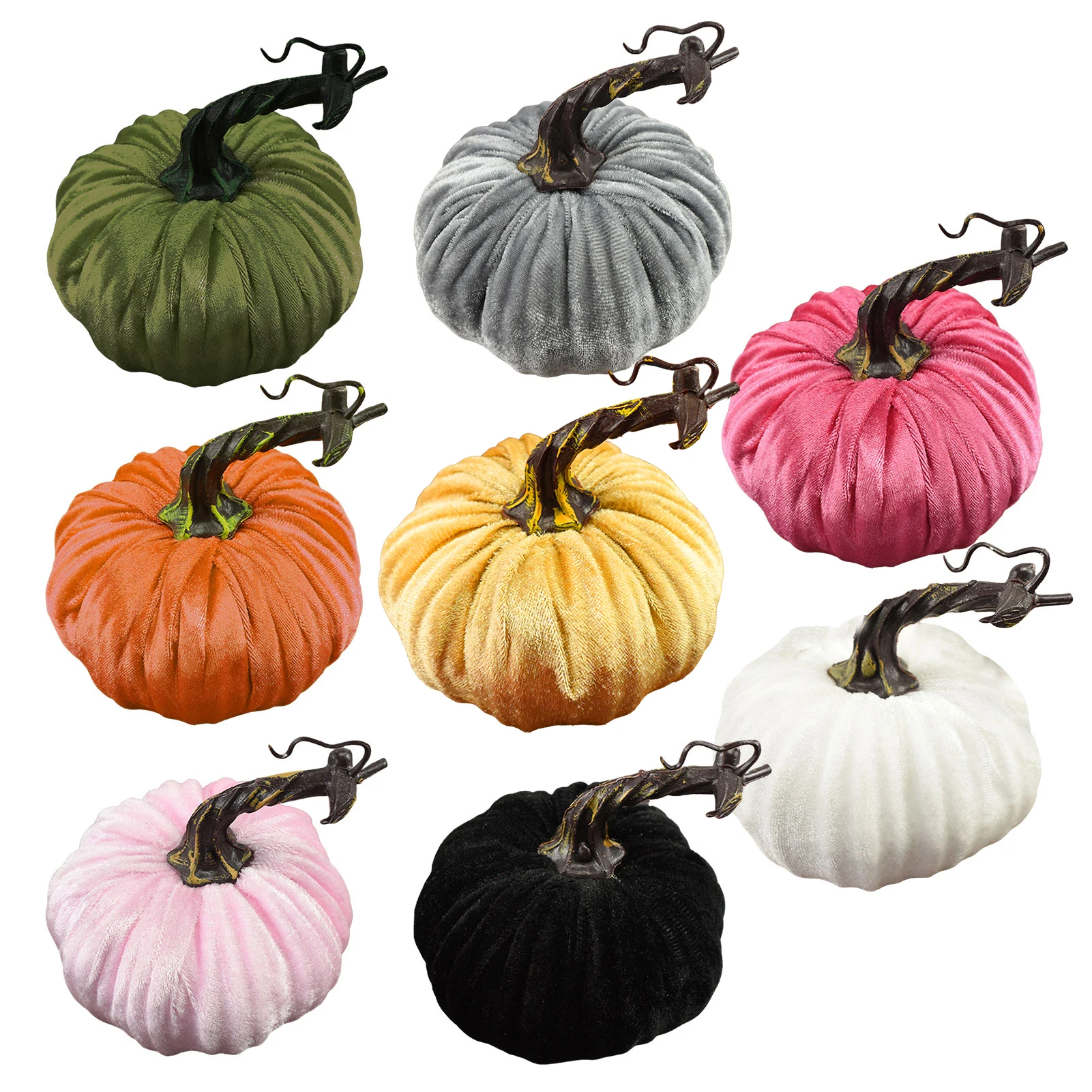 Handmade Velvet Pumpkins Decor Artificial Pumpkins Foam Stuffed Simulated Cute Pumpkins Halloween Party Decorations Accessories