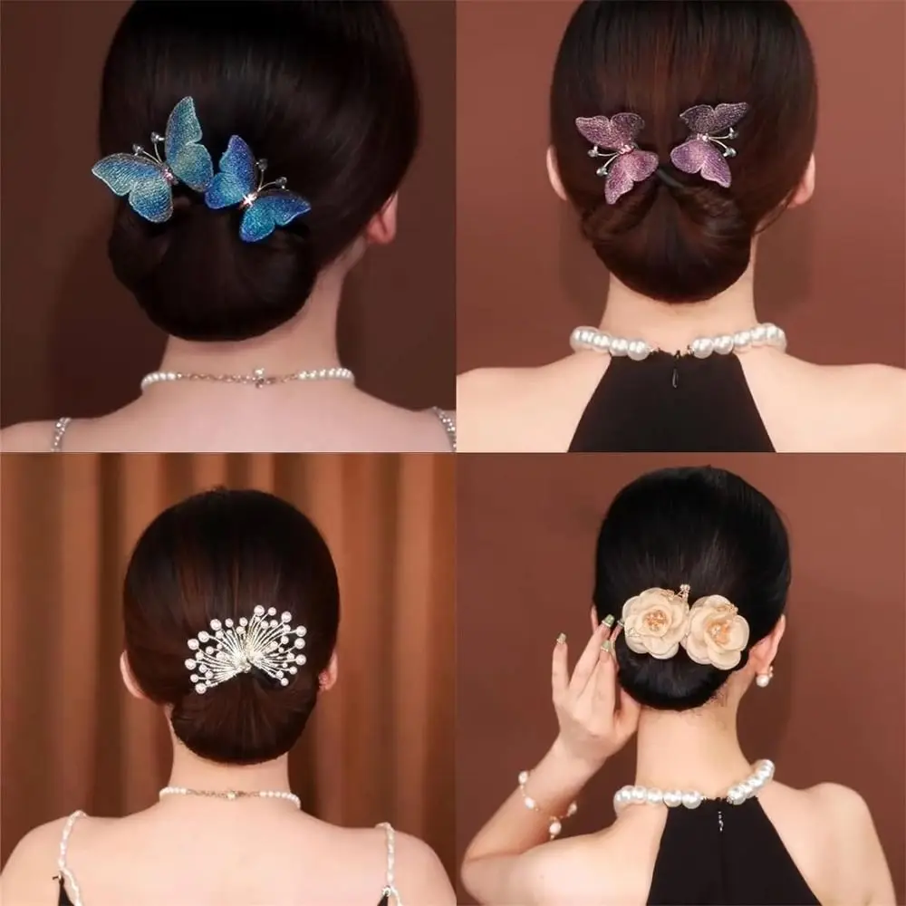 

Fashion Alloy Flower Hair Clip Non-slip Flexible Hair Bun Roller Hair Styling Tool Lazy Hair Curler Hair Accessories