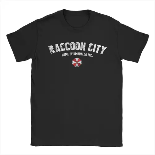 Imagen 1 del producto Videojuego Resident Eviling 4 Umbrellas Corporation Raccoon City camiseta para hombres Camiseta cuello redondo Camiseta de manga corta