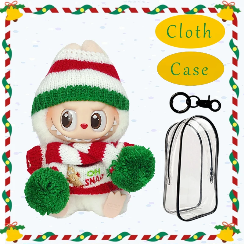 17 سنتيمتر ملابس دمية قطيفة صغيرة الزي اكسسوارات ل Labubu V3 V1 V2 عيد الميلاد كوكي رجل سترة قبعة الملابس هدية السنة الجديدة #3