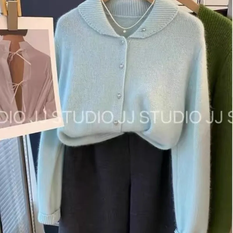 

Round Neck Women's Solid Color Pullover Long-sleeved Sweater Knitted Casual Elegant Fashion Top