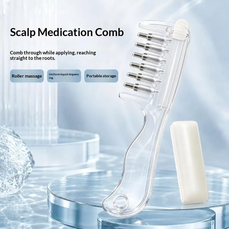 Unisex Transparent Scalp Massage Comb Built-In Liquid Essential Oil Applicator for Dry Hair Deep Moisturizing